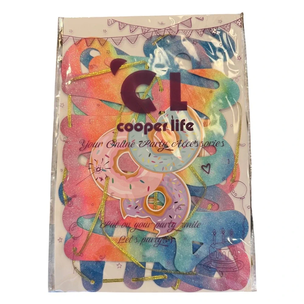 C L cooper life Donut Birthday Party Banners 3Pcs Two Sweet Party Decorations